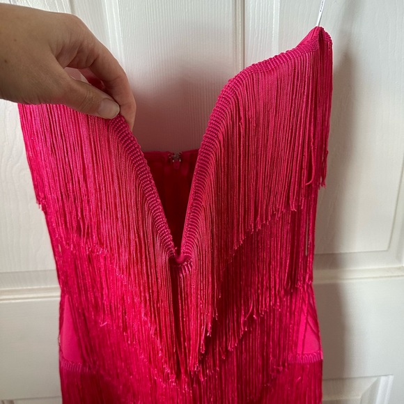 Lime Lush Pink Magenta Fringe Mini Dress - Picture 5 of 16